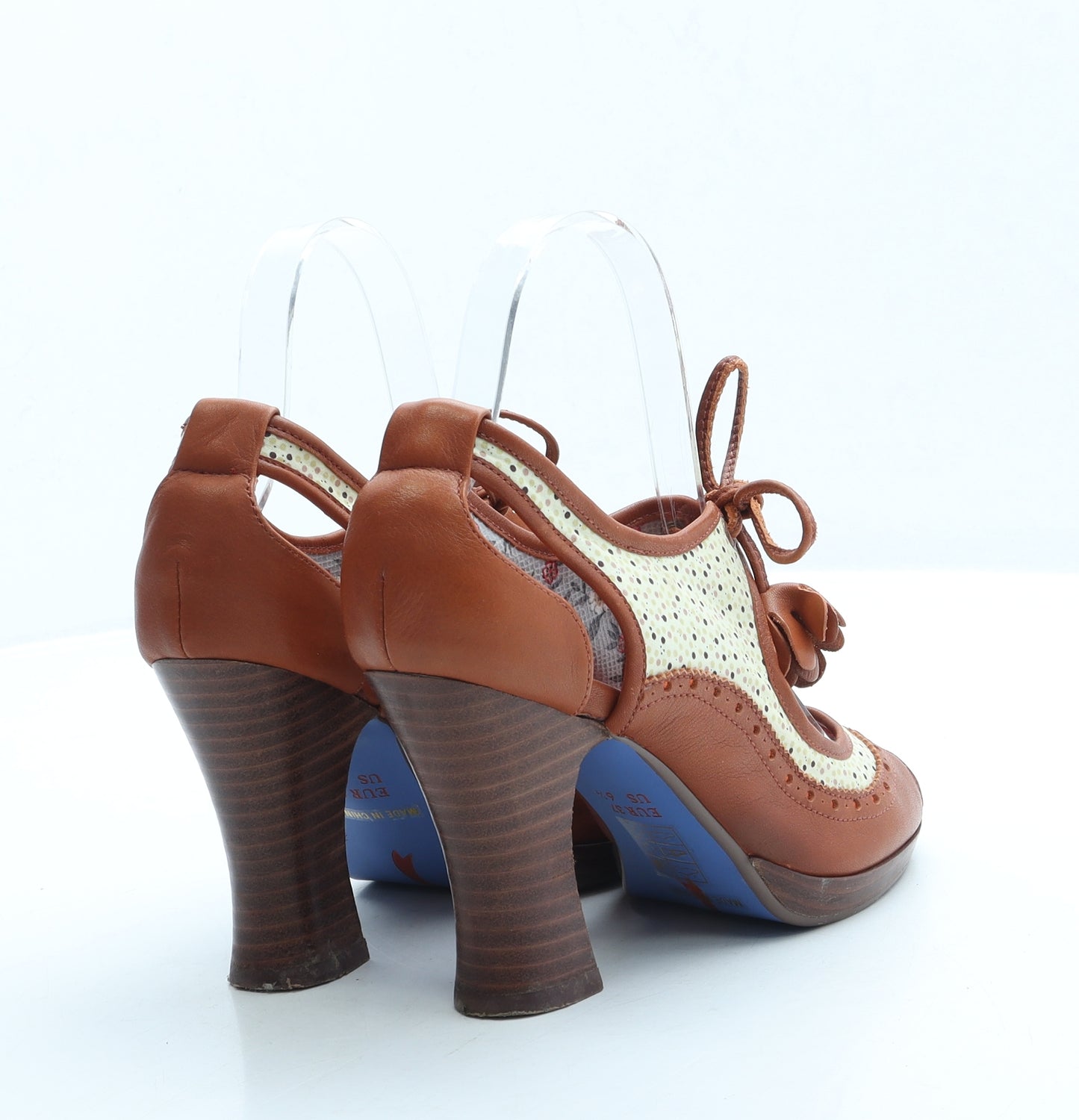 Poetic Licence Womens Brown Polka Dot Polyester Slingback Heel UK 4 37