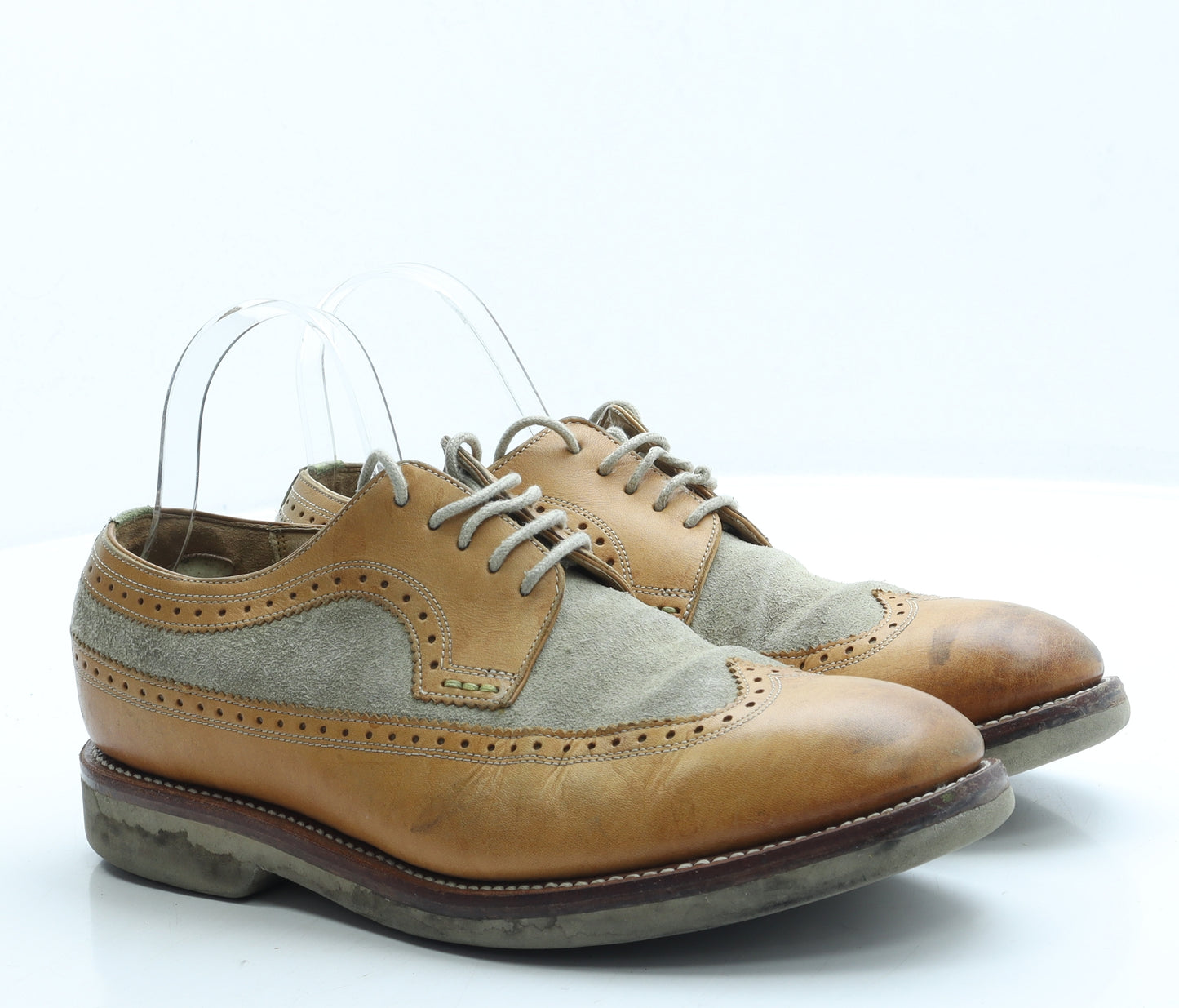 Oliver Sweeney Mens Brown Polyester Oxford Casual UK 7 - Brogue style
