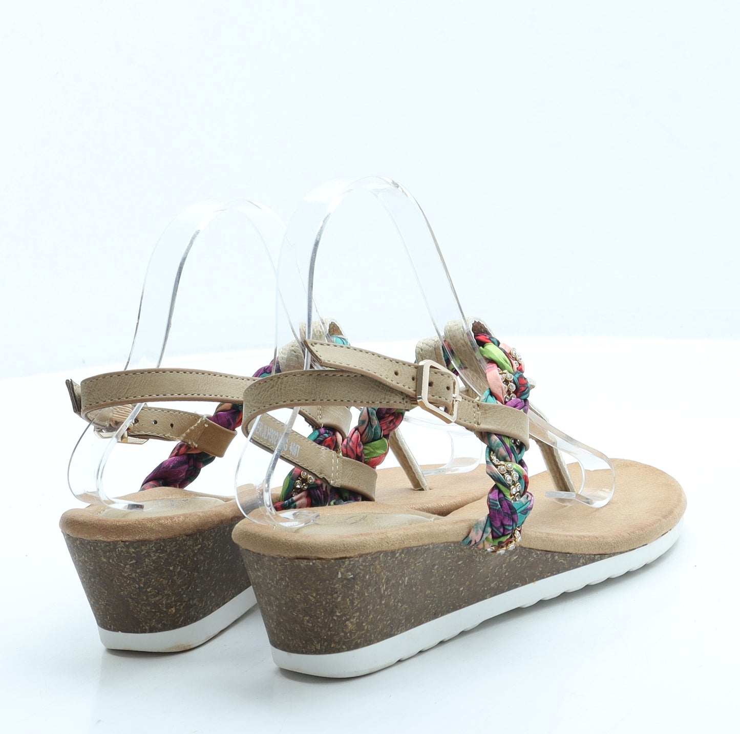 Lunar Womens Brown Floral Polyester Slingback Sandal UK 7 40