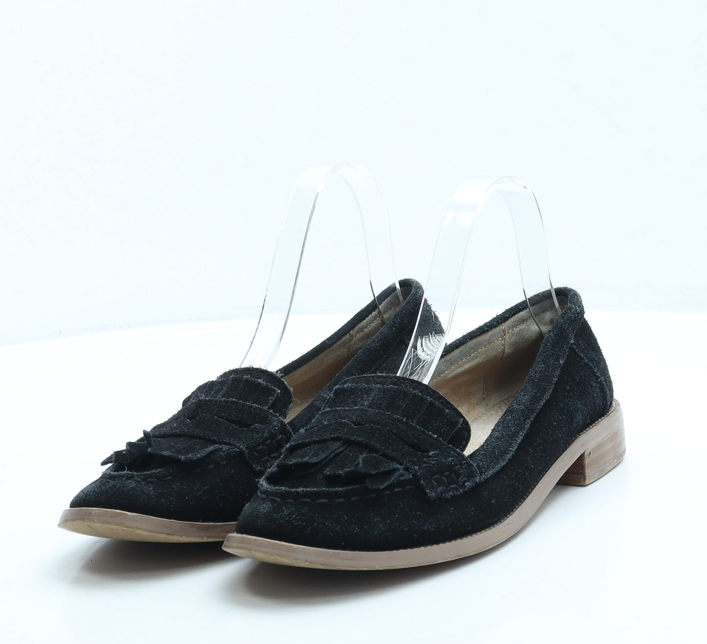 Topshop Womens Black Suede Loafer Flat UK 5 38