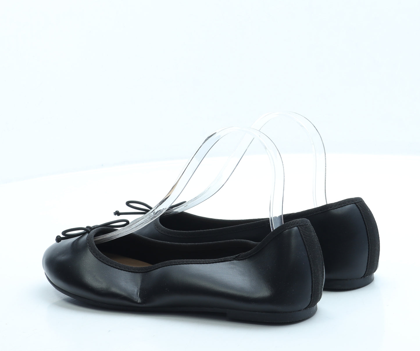 F&F Womens Black Leather Ballet Flat UK 5 38