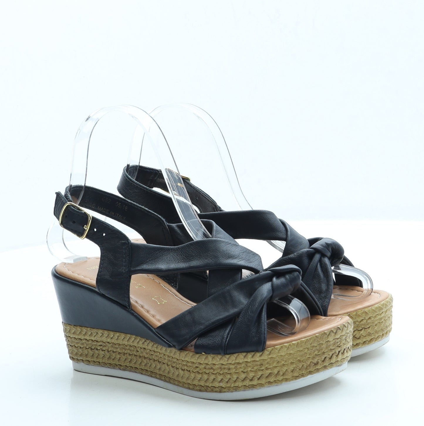 NEXT Womens Black Leather Espadrille Heel UK 3.5 36
