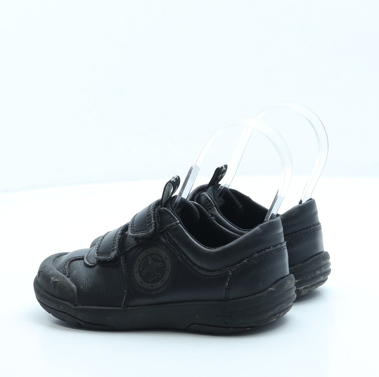 Clarks Boys Black Leather Trainer UK 10.5 - Jets