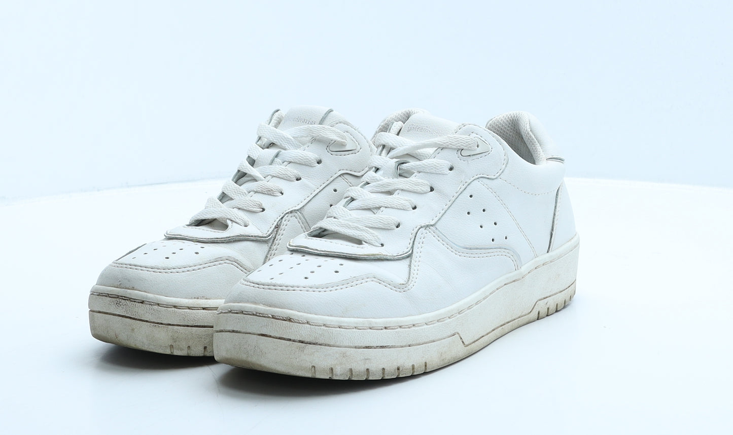 Stradivarius Womens White Leather Trainer UK 6 39