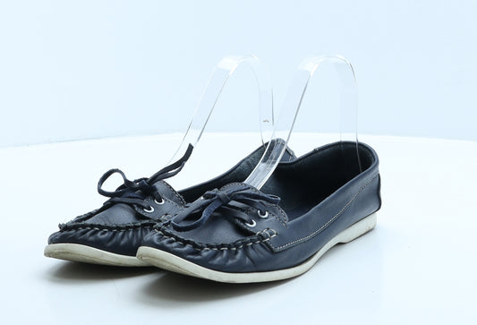 Preworn Womens Blue Leather Flat UK 7 40