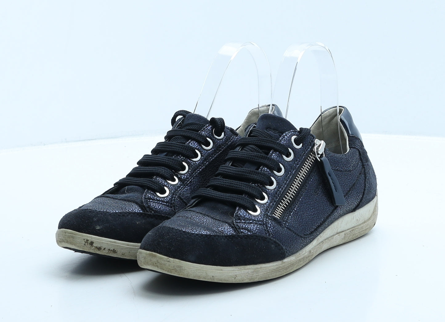 Geox Womens Blue Leather Trainer UK 3 36