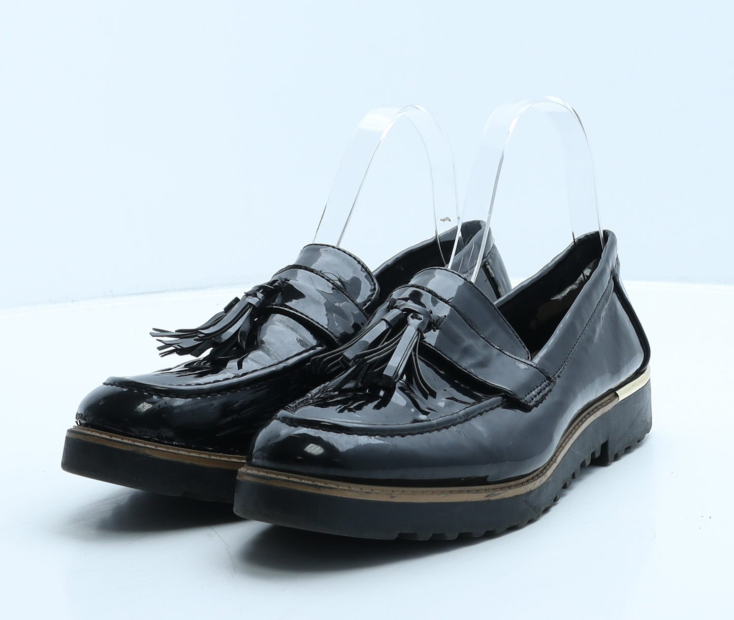 New Look Womens Black Vinyl Loafer Flat UK 6 39
