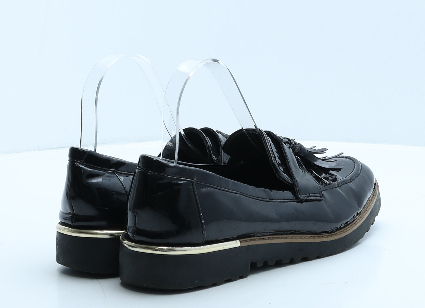 New Look Womens Black Vinyl Loafer Flat UK 6 39