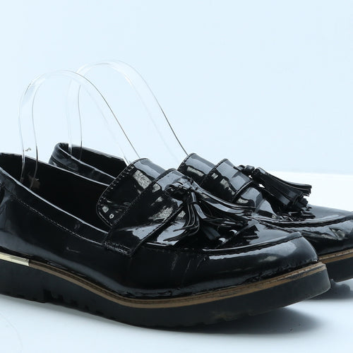 New Look Womens Black Vinyl Loafer Flat UK 6 39