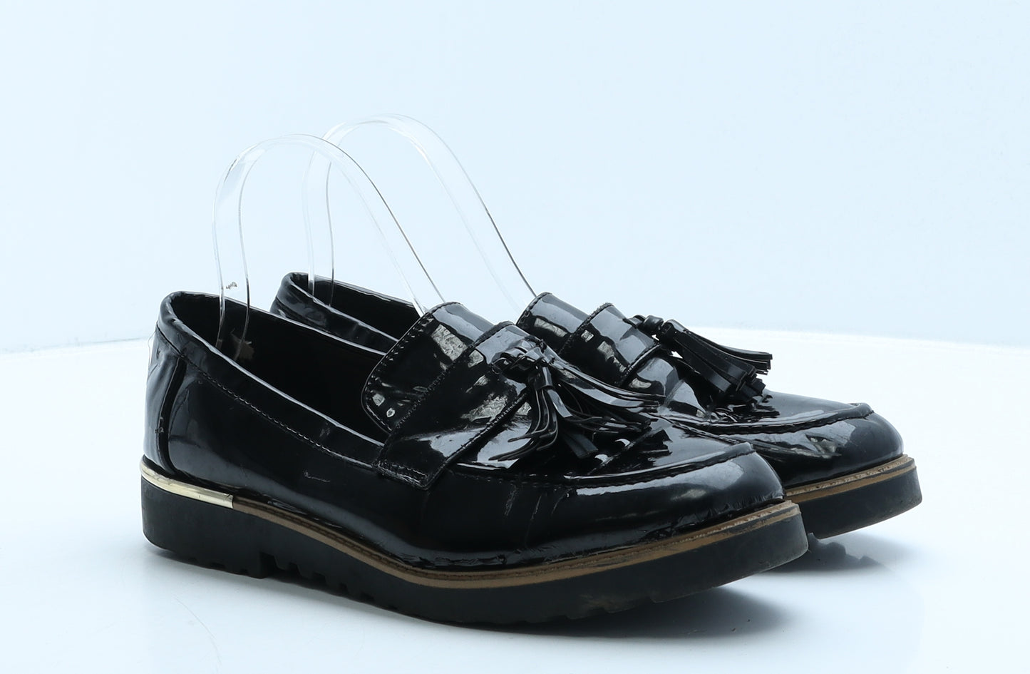 New Look Womens Black Vinyl Loafer Flat UK 6 39