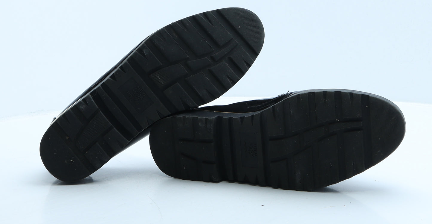 New Look Womens Black Vinyl Loafer Flat UK 6 39