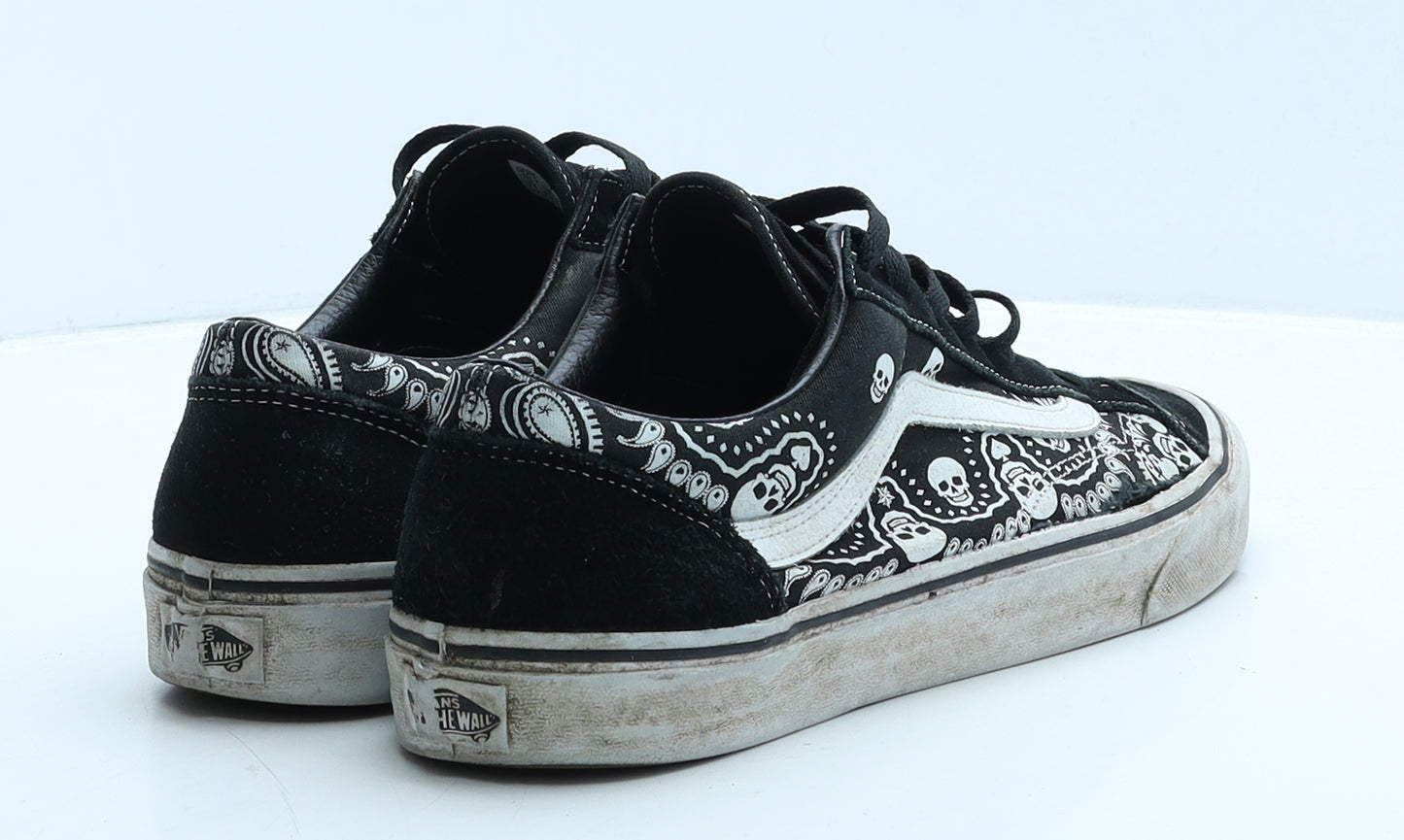 VANS Mens Black Geometric Suede Trainer UK 9.5 44.5 - Skulls
