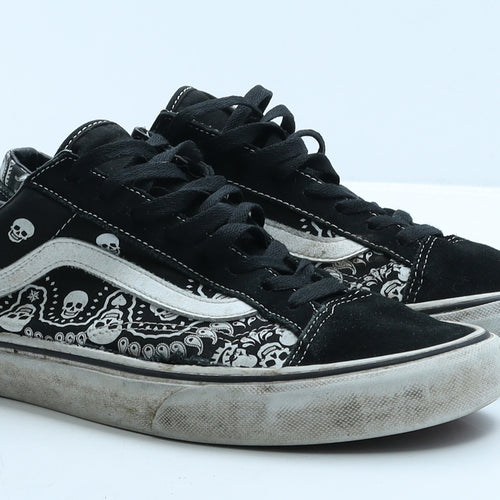 VANS Mens Black Geometric Suede Trainer UK 9.5 44.5 - Skulls