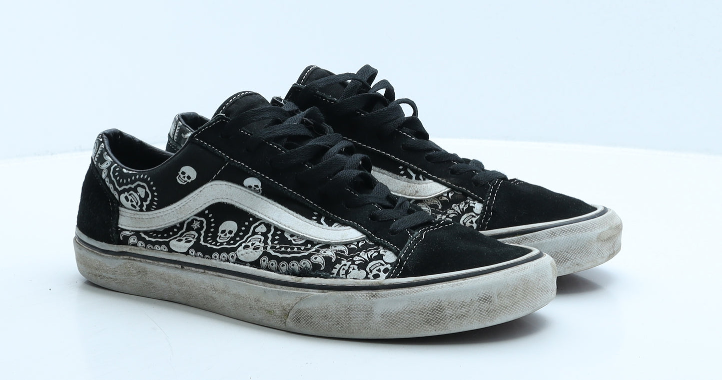 VANS Mens Black Geometric Suede Trainer UK 9.5 44.5 - Skulls