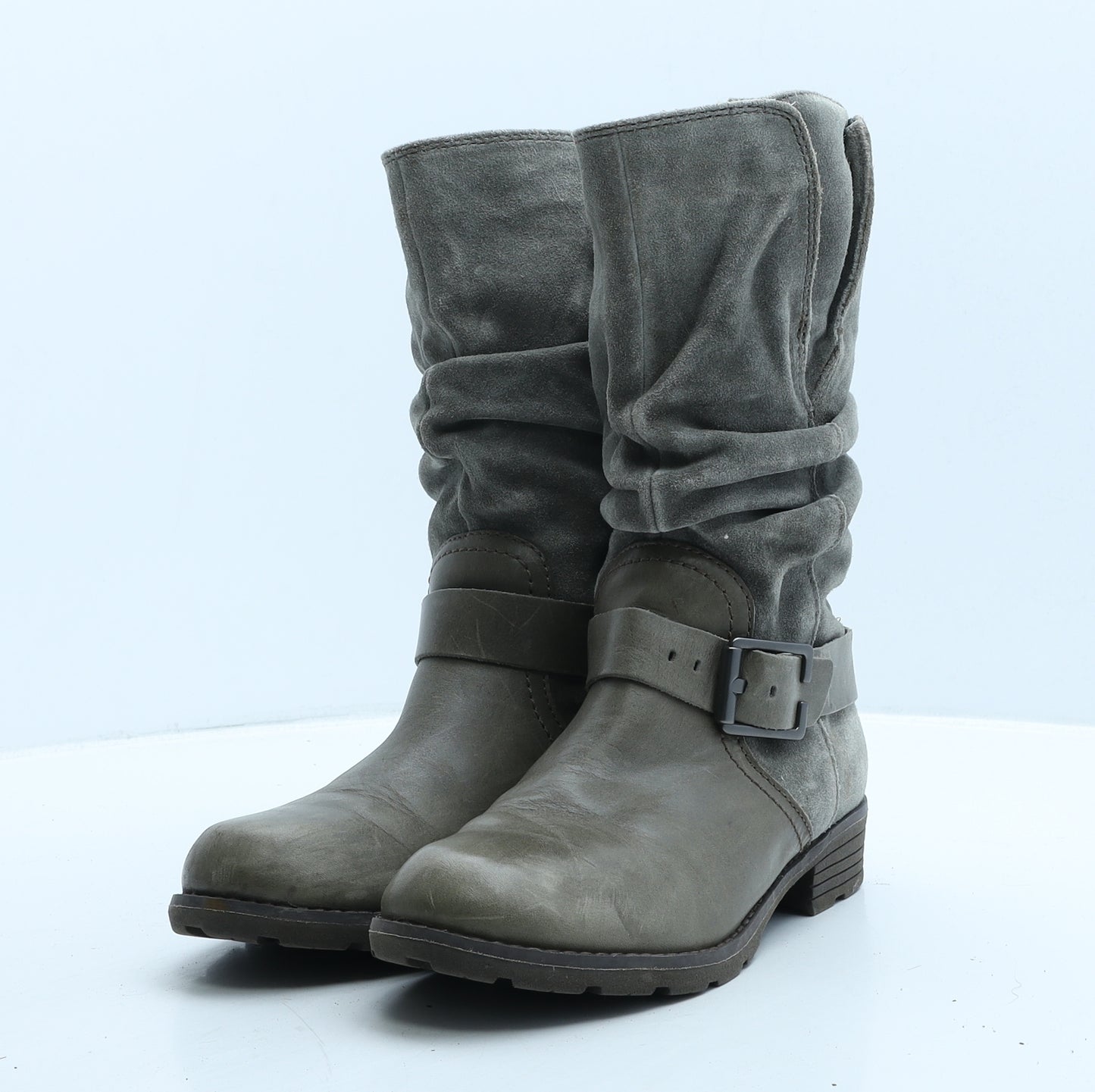 Clarks Womens Grey Suede Slip On Boot UK 5