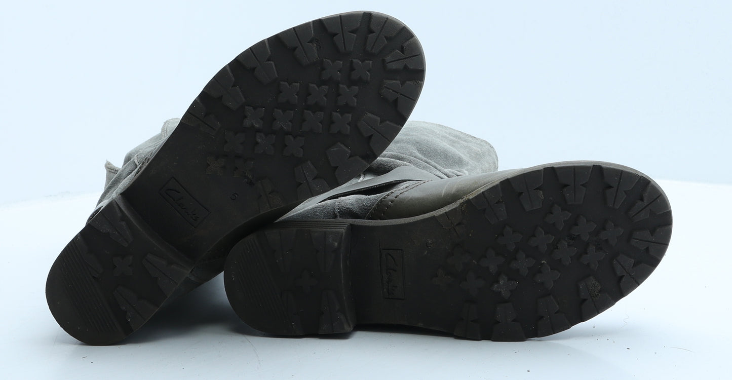 Clarks Womens Grey Suede Slip On Boot UK 5