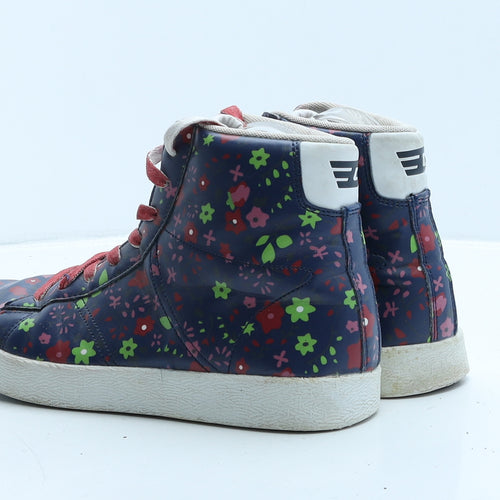 Golddigga Womens Blue Floral Leather Trainer UK 5 38
