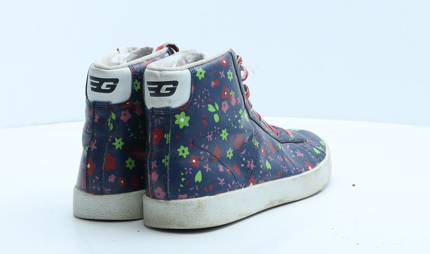 Golddigga Womens Blue Floral Leather Trainer UK 5 38