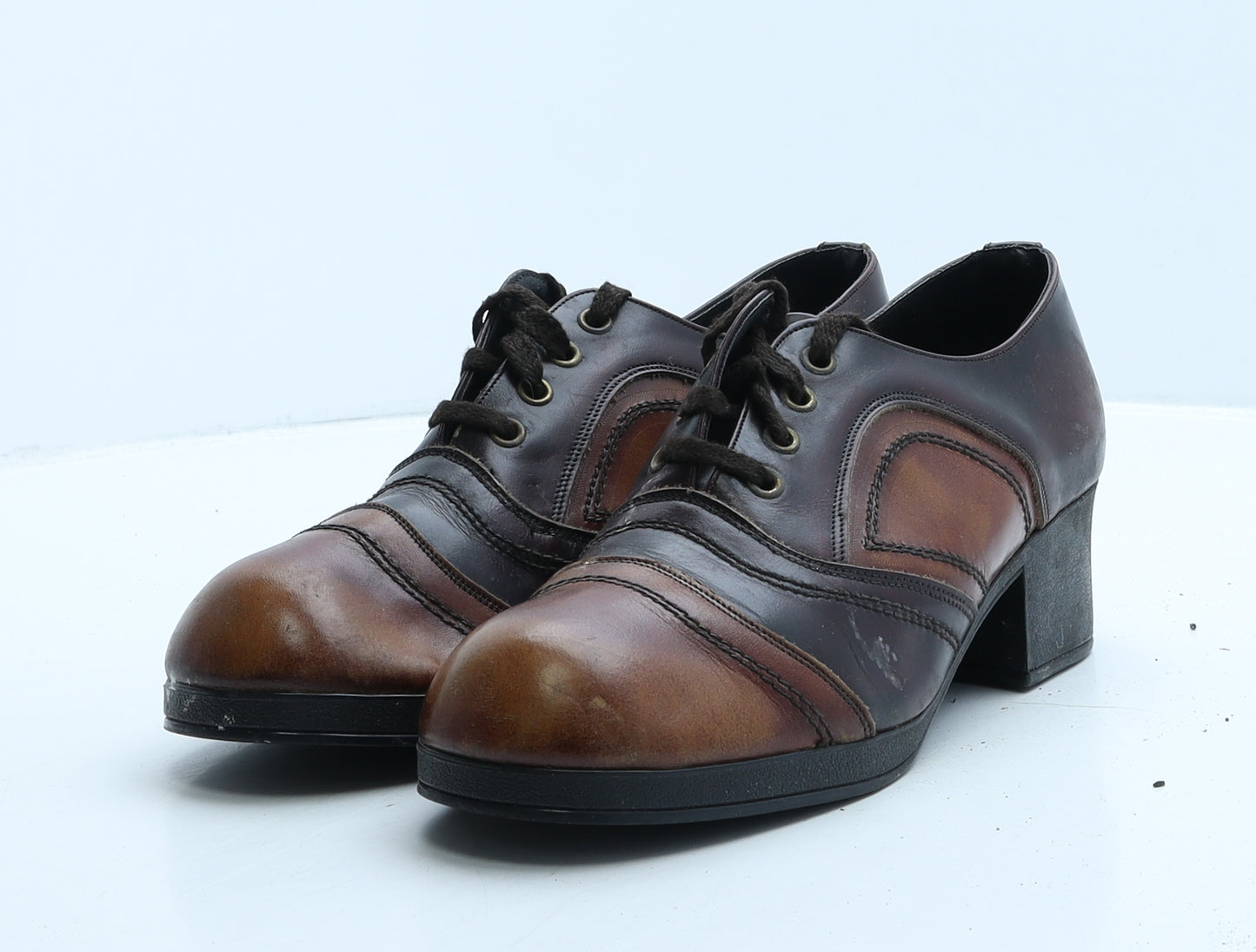 County Womens Brown Colourblock Leather Oxford Casual UK 7