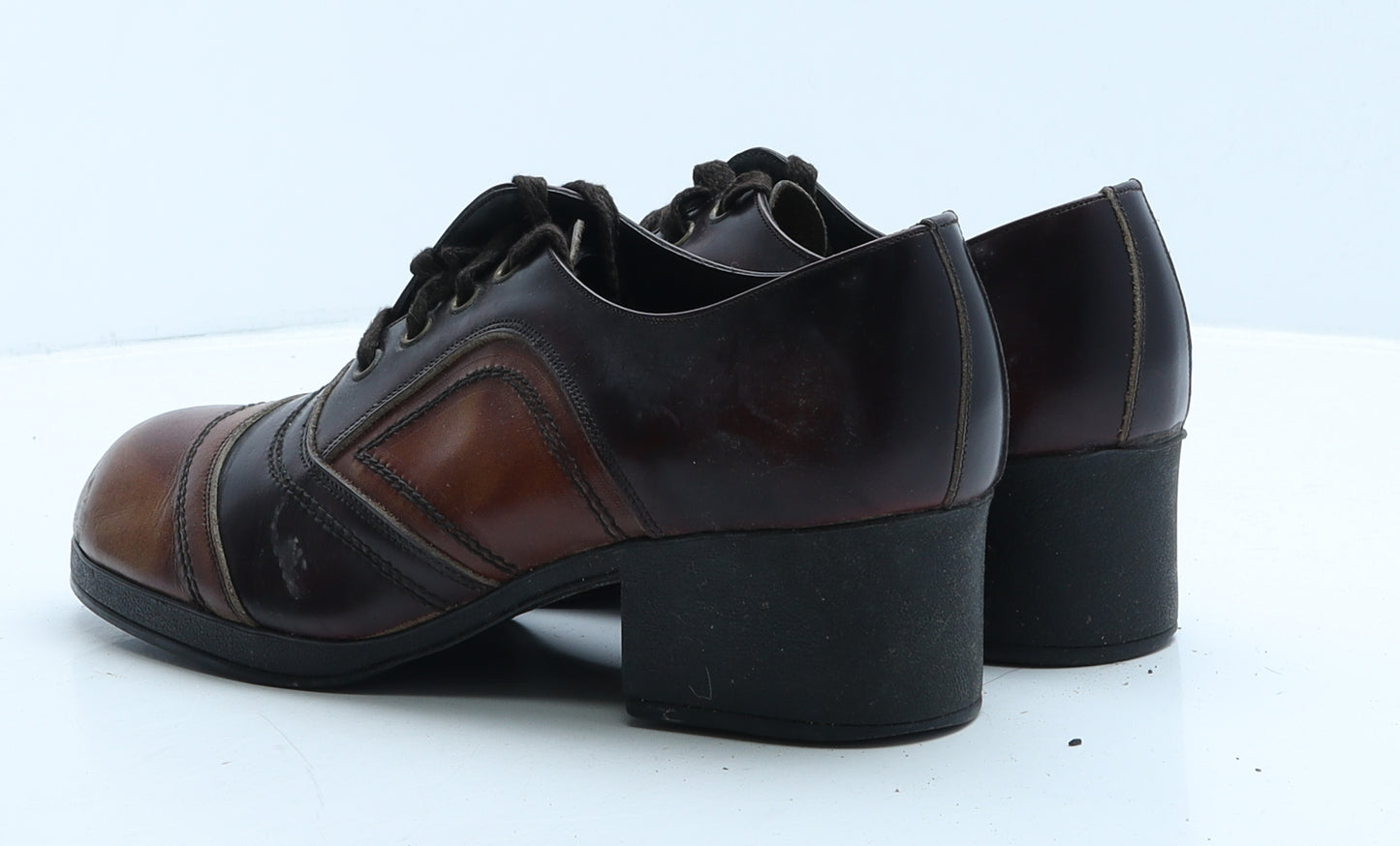County Womens Brown Colourblock Leather Oxford Casual UK 7