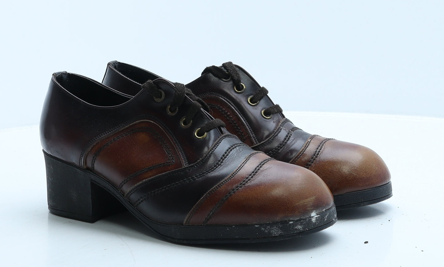 County Womens Brown Colourblock Leather Oxford Casual UK 7