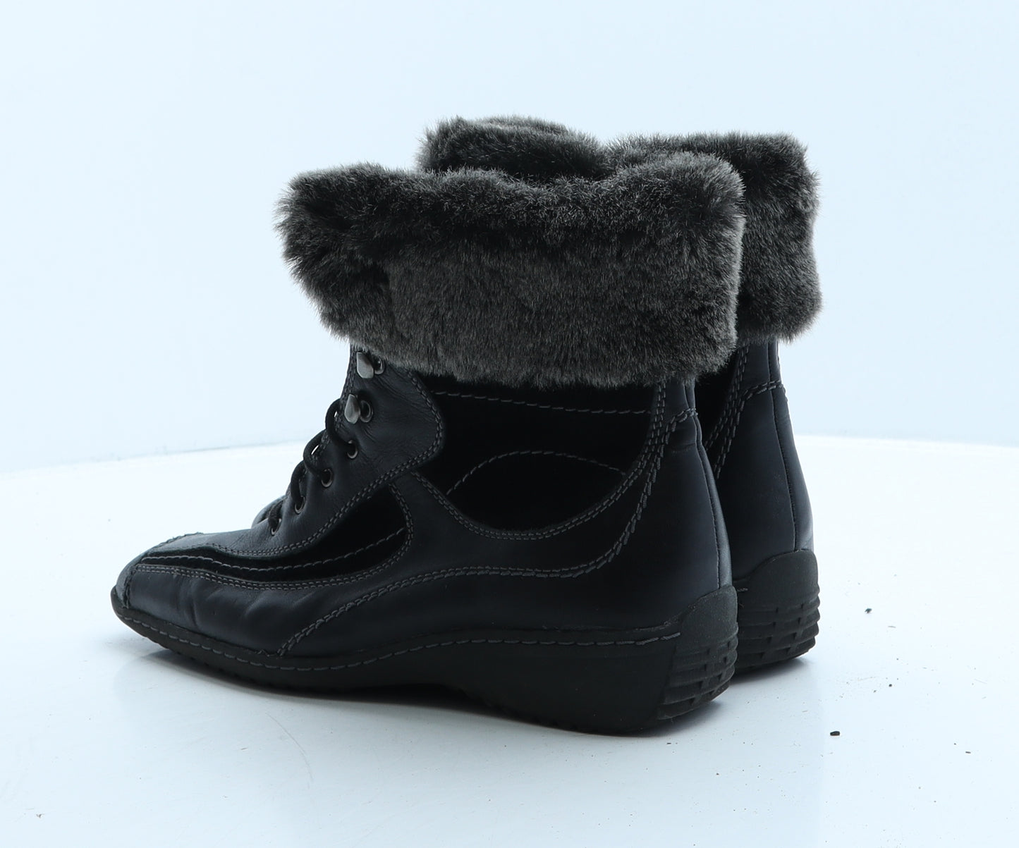 Pavers Womens Black Leather Shearling Style Boot UK 5 38