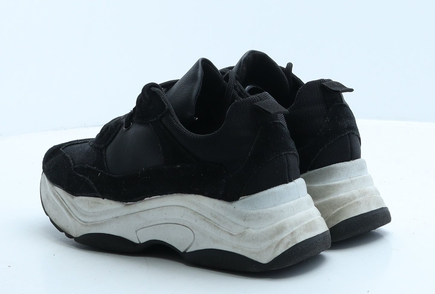 Topshop Womens Black Colourblock Suede Trainer Casual UK 4 37