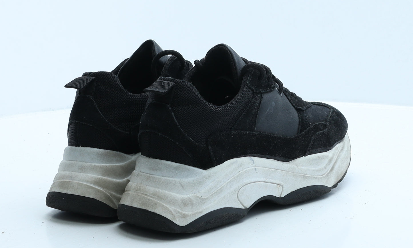 Topshop Womens Black Colourblock Suede Trainer Casual UK 4 37