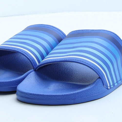 Preworn Boys Blue Striped Rubber Slider Slipper UK 5 37
