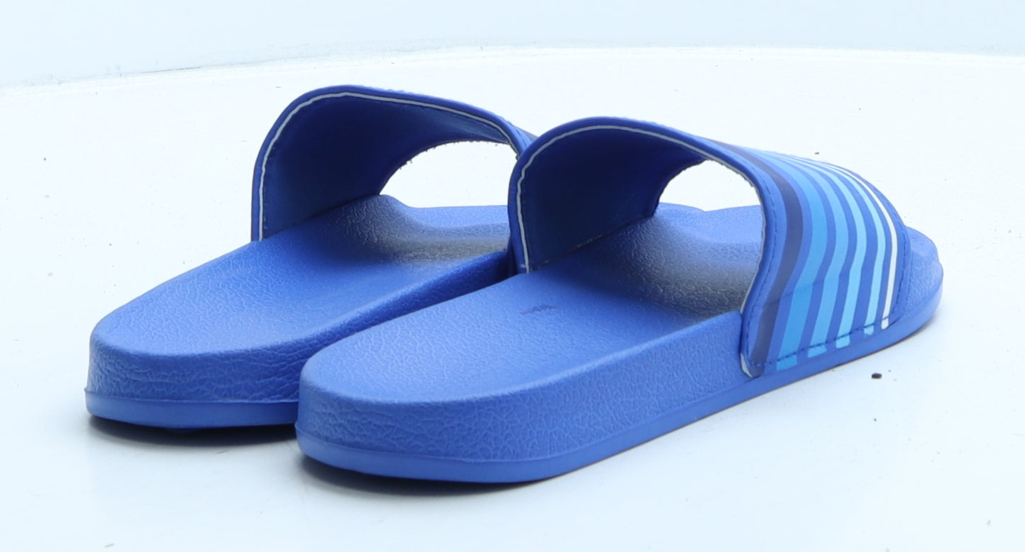 Preworn Boys Blue Striped Rubber Slider Slipper UK 5 37