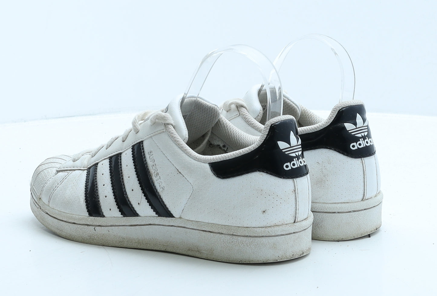 adidas Womens White Striped Leather Trainer UK 4 38.5 - Superstar