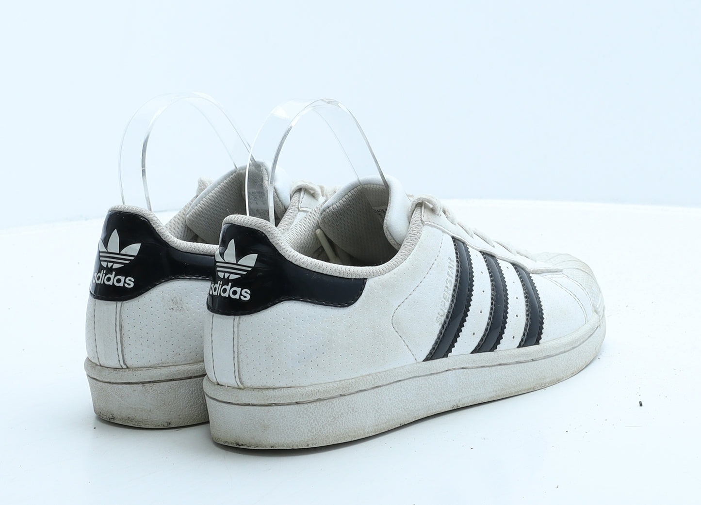 adidas Womens White Striped Leather Trainer UK 4 38.5 - Superstar