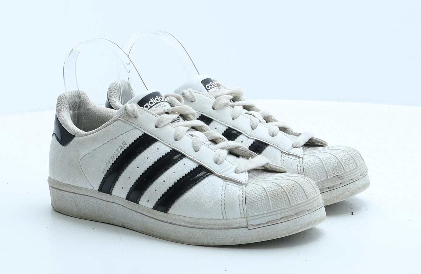 adidas Womens White Striped Leather Trainer UK 4 38.5 - Superstar