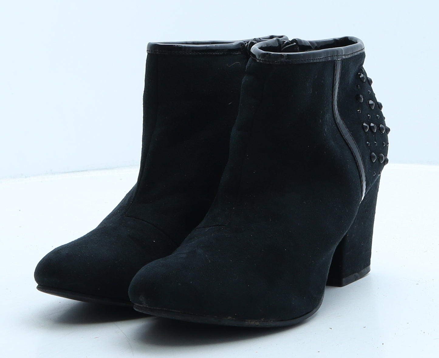 F&F Womens Black Suede Bootie Boot UK 4 37