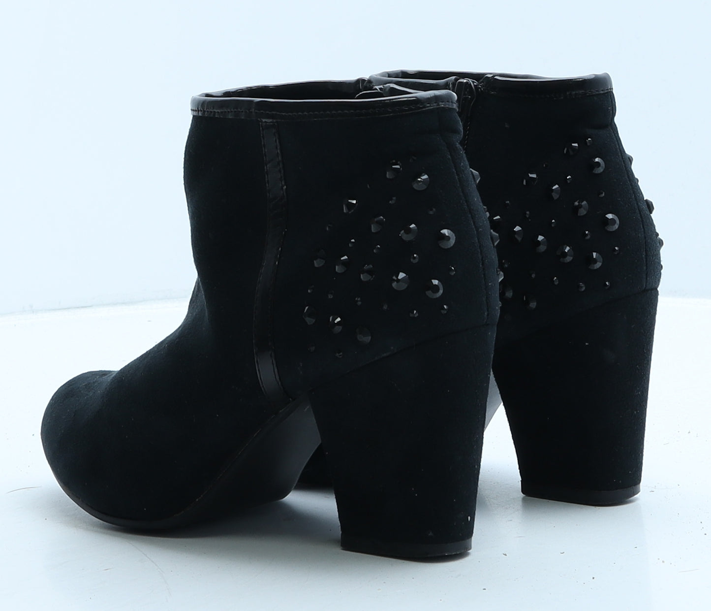 F&F Womens Black Suede Bootie Boot UK 4 37