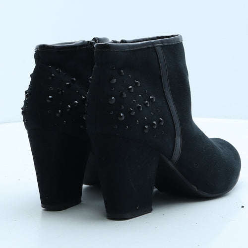 F&F Womens Black Suede Bootie Boot UK 4 37