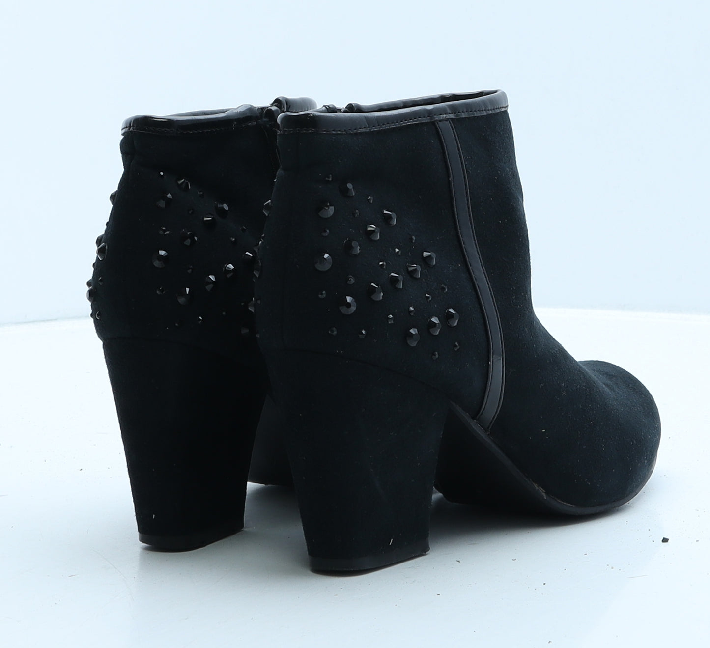 F&F Womens Black Suede Bootie Boot UK 4 37