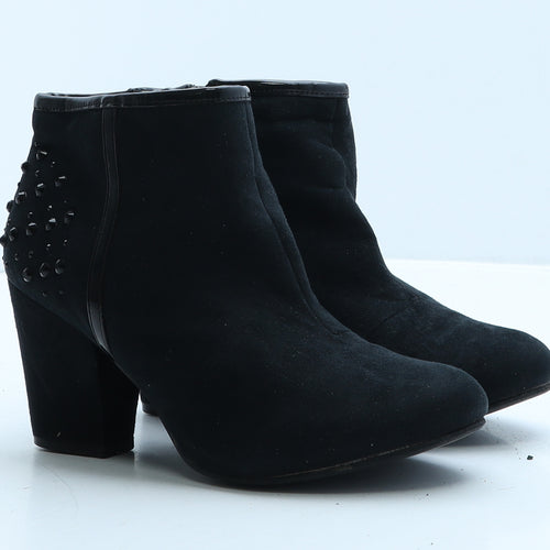 F&F Womens Black Suede Bootie Boot UK 4 37