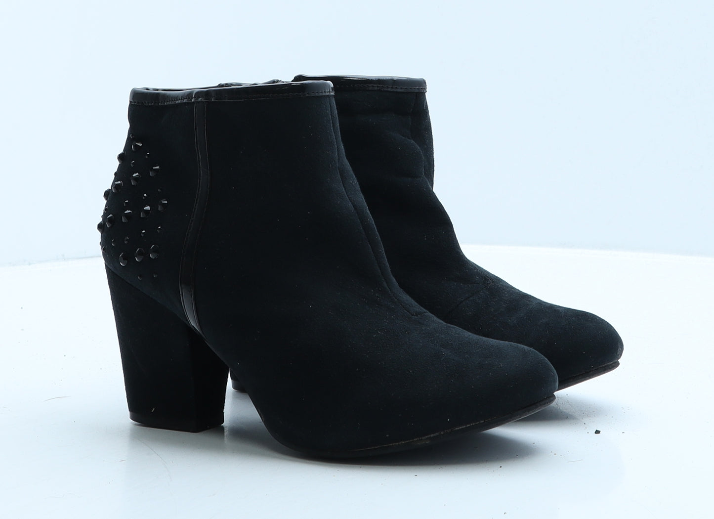 F&F Womens Black Suede Bootie Boot UK 4 37