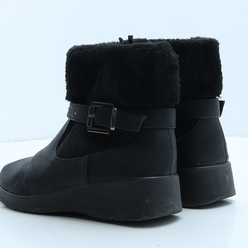 Softlites Womens Black Leather Shearling Style Boot UK 5