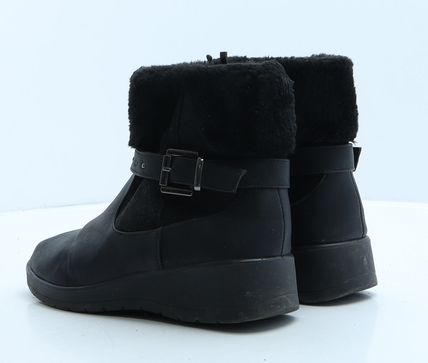 Softlites Womens Black Leather Shearling Style Boot UK 5