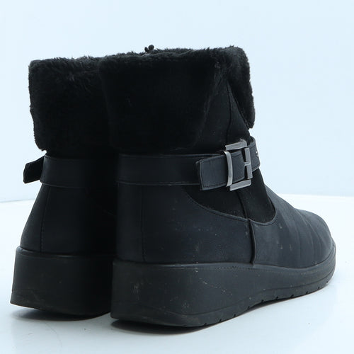 Softlites Womens Black Leather Shearling Style Boot UK 5