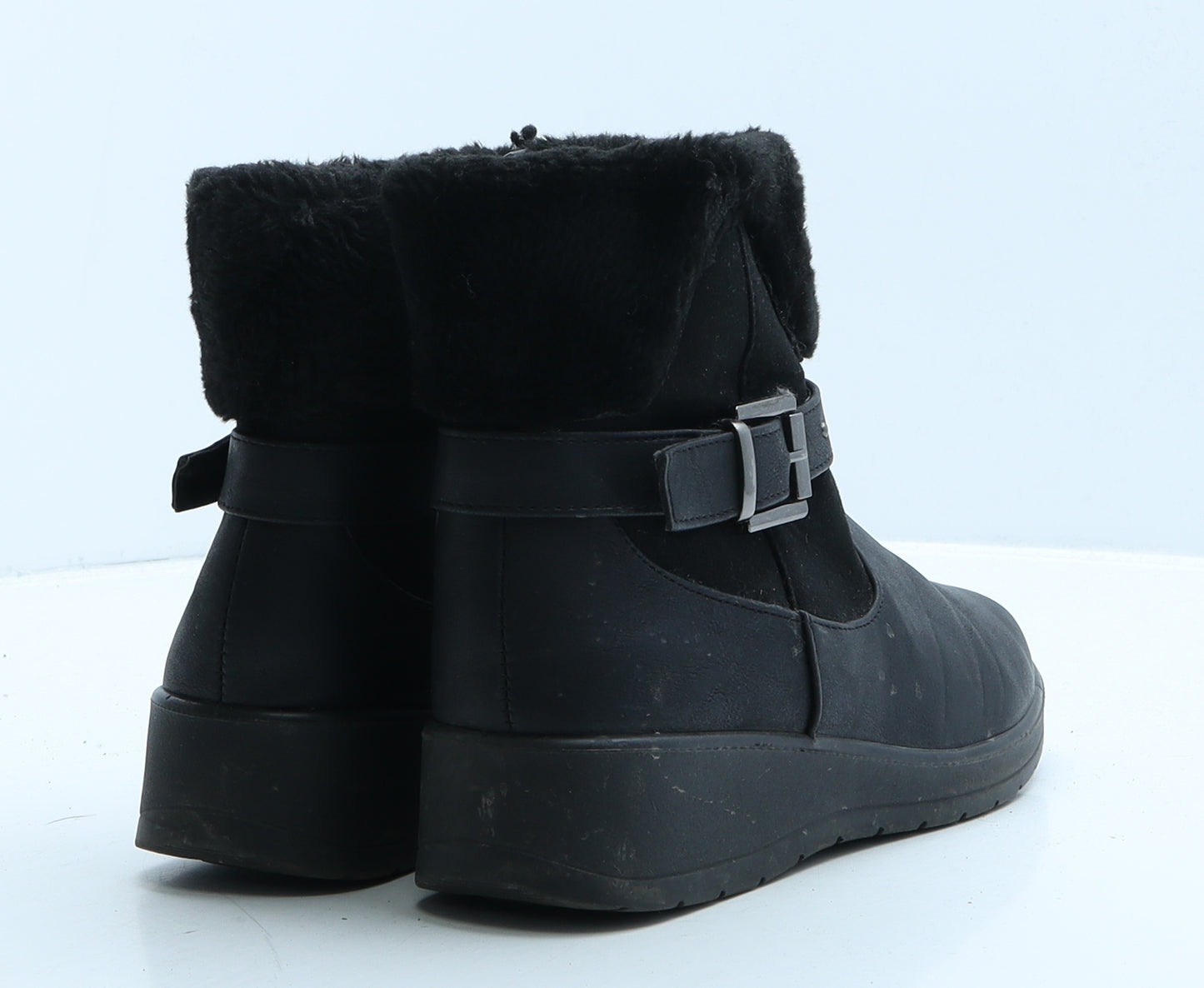Softlites Womens Black Leather Shearling Style Boot UK 5