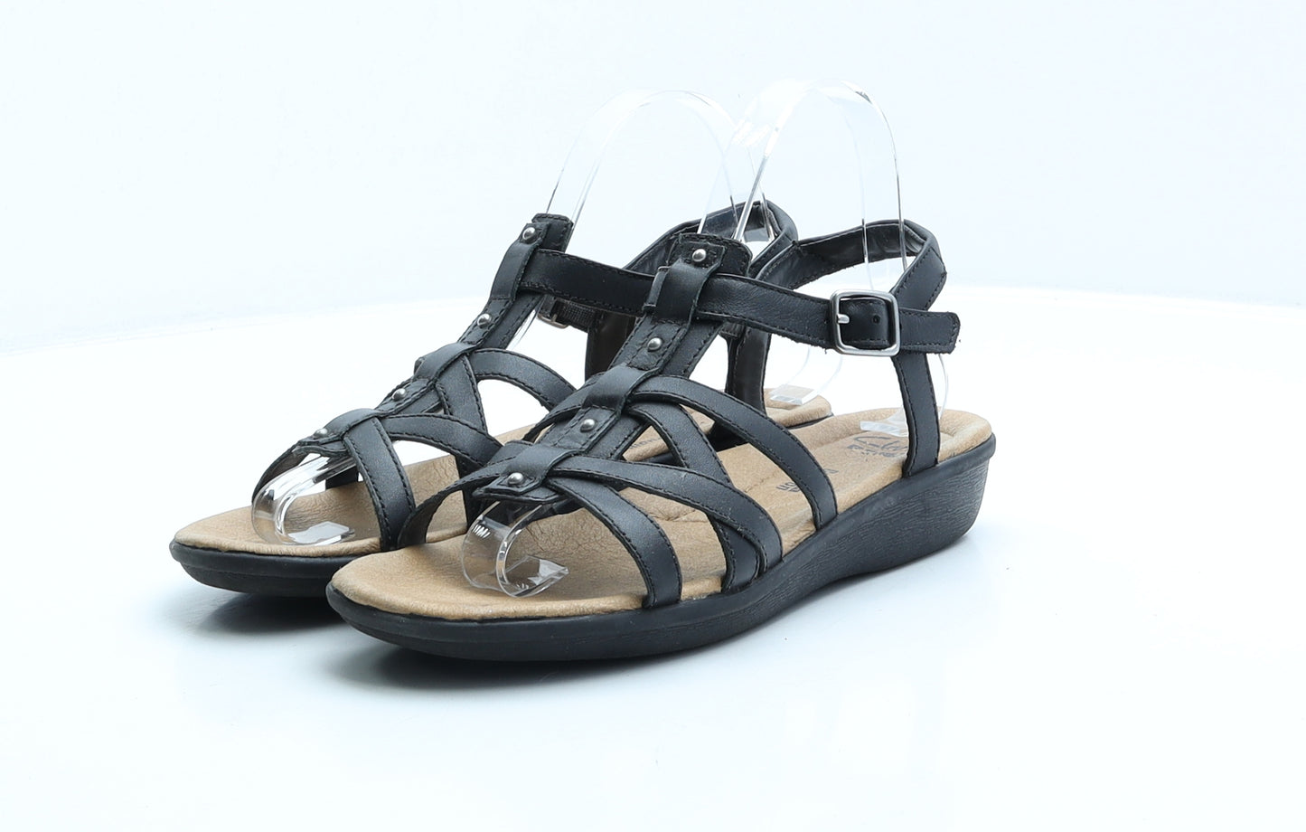 Clarks Womens Black Leather Gladiator Sandal UK 5.5 39 US 9