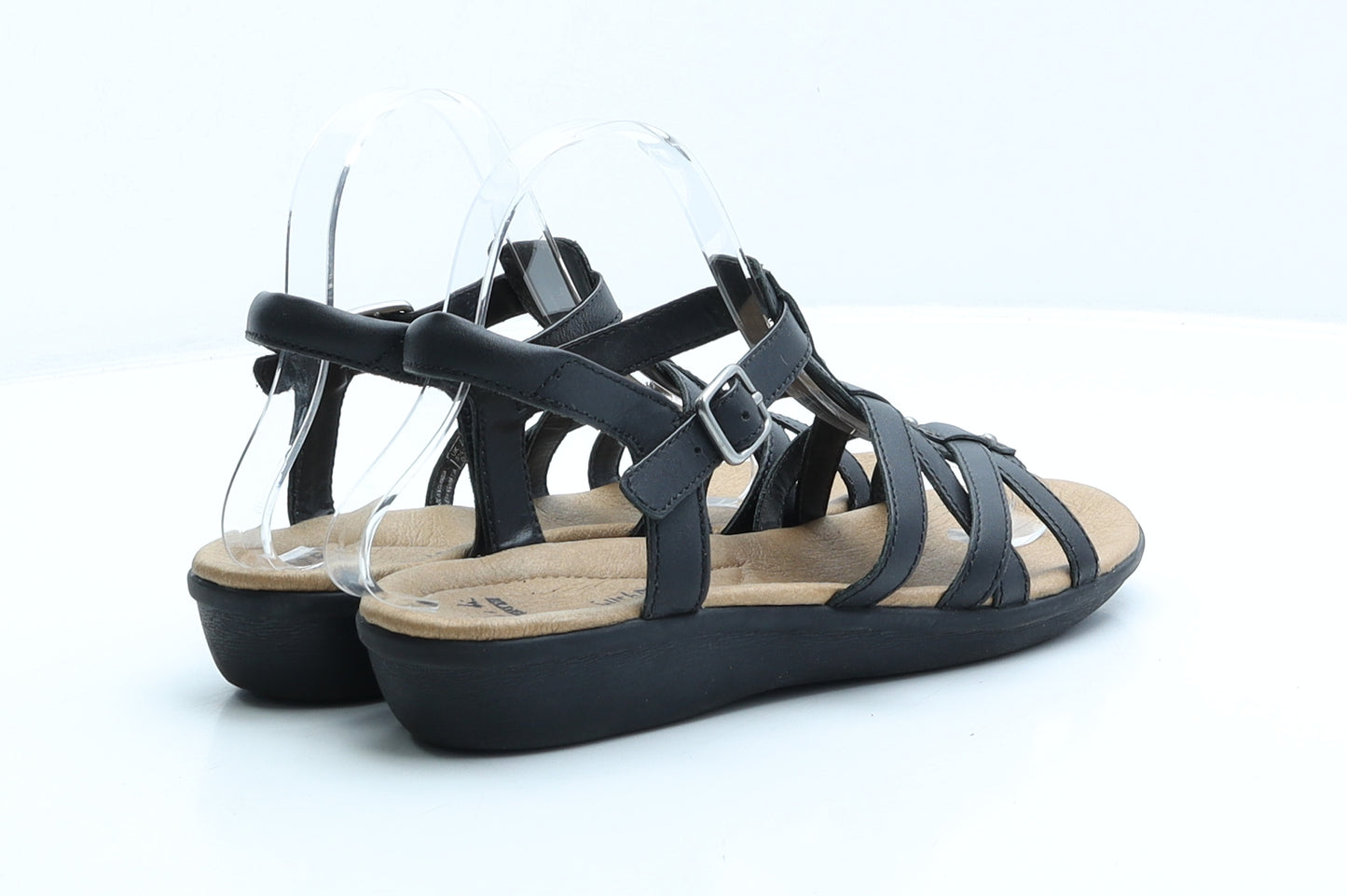 Clarks Womens Black Leather Gladiator Sandal UK 5.5 39 US 9