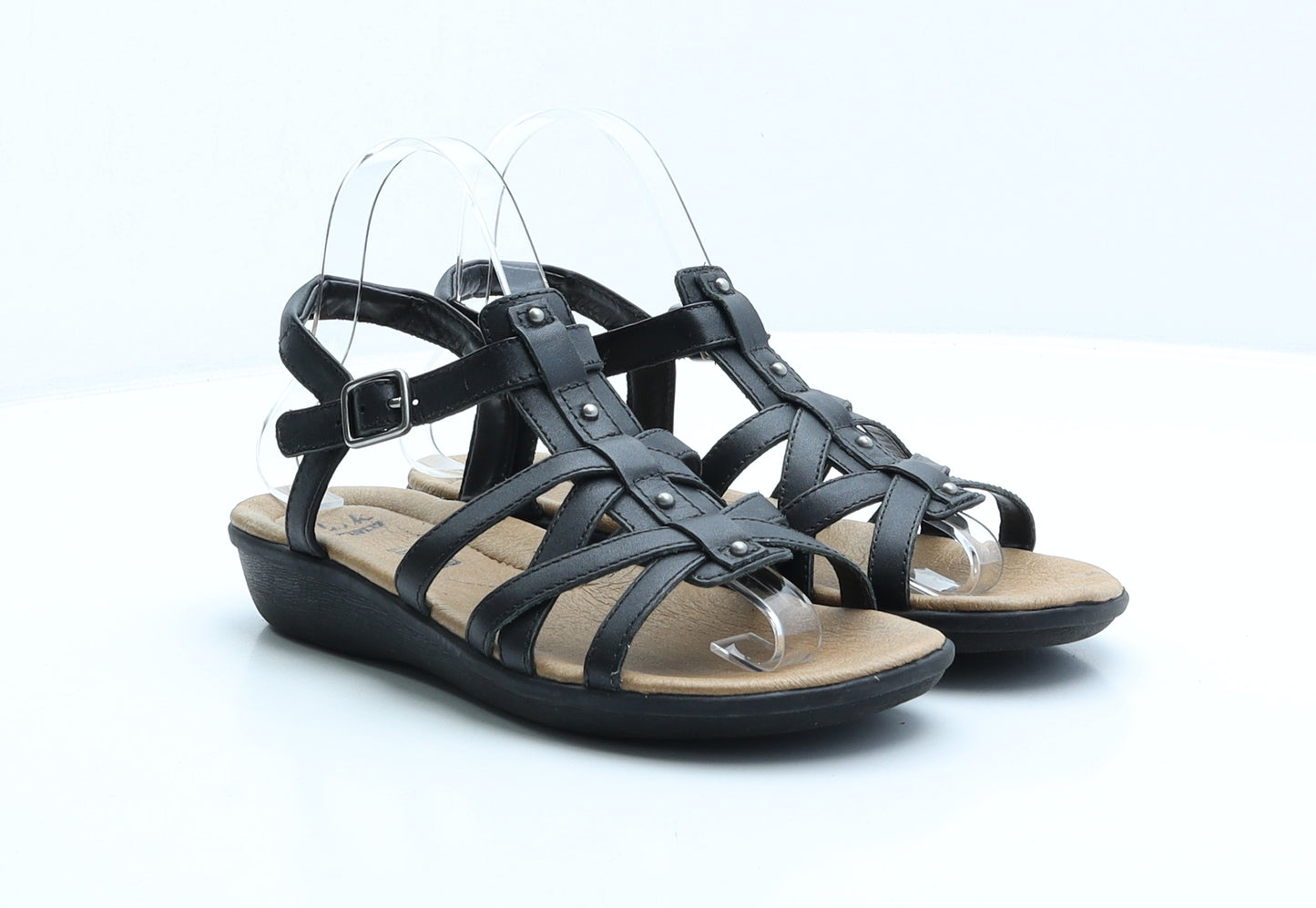 Clarks Womens Black Leather Gladiator Sandal UK 5.5 39 US 9