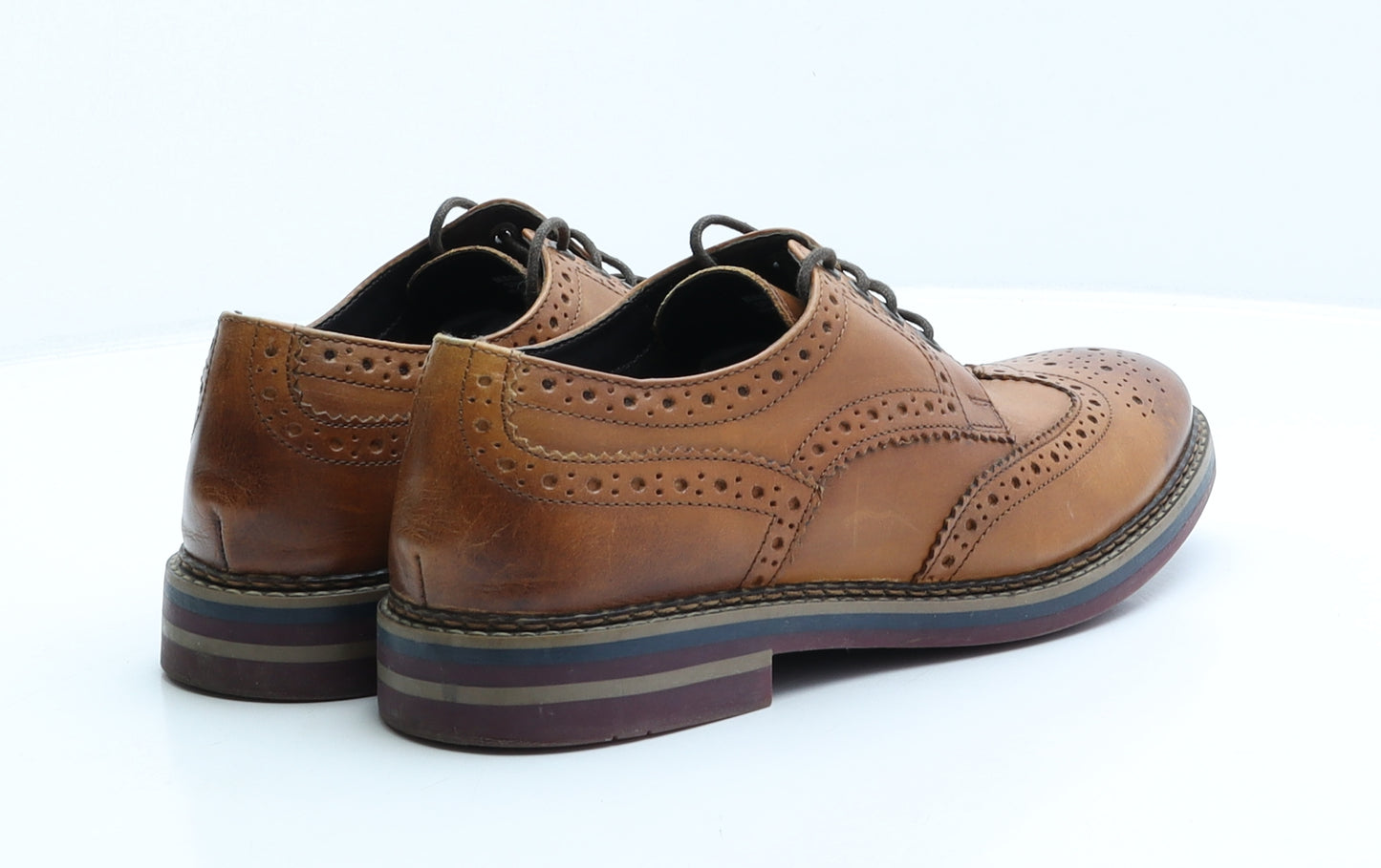 Marks and Spencer Mens Brown Leather Brogue Dress UK 7.5