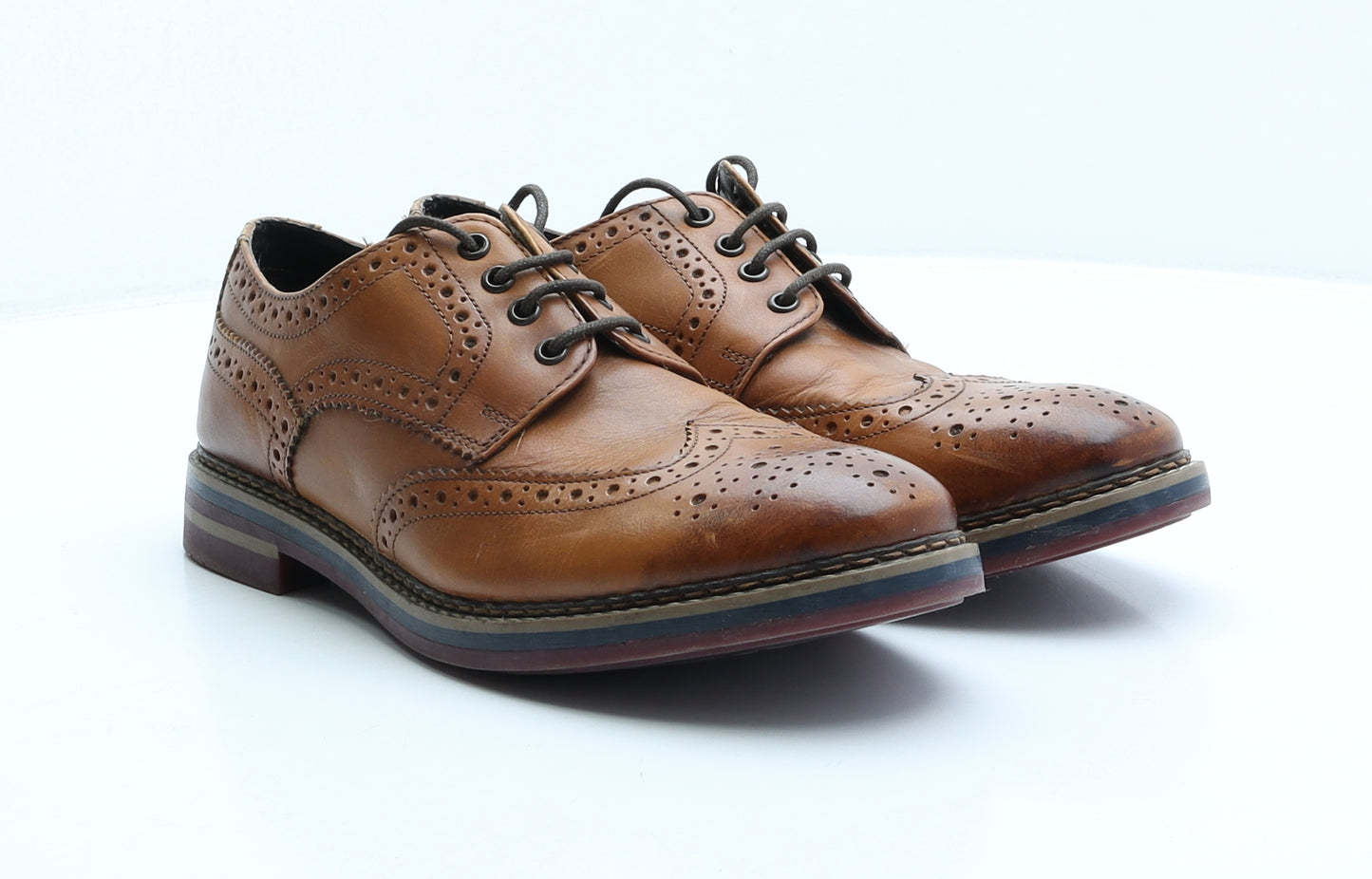Marks and Spencer Mens Brown Leather Brogue Dress UK 7.5