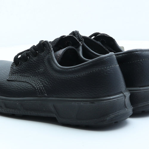 Preworn Womens Black Leather Trainer Casual UK 4 37 - Workwear