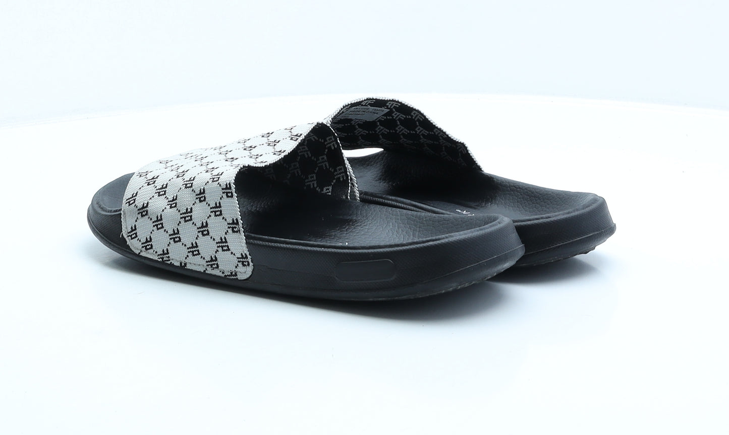 Primark Mens Black Geometric Polyester Slider Slipper UK 9 43 US 10